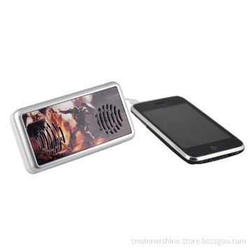 Stereo Mini Speaker with Customized Photo on the Faceplate for iPod/iPhone/iPad/Smartphone/Laptop